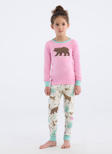 Little Blue House Forest Creatures Bearly Sleeping Kids Pajama Set
